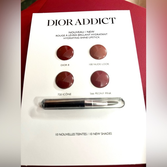 NEW Dior Addict Le Rouge Shine Lipstick Sample Card 4 Shades With Brush - Picture 6 of 6